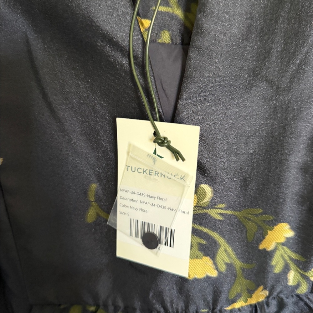 Tuckernuck Navy Blue Long Sleeve Floral Mini Dress with Yellow Print - Picture 3 of 9
